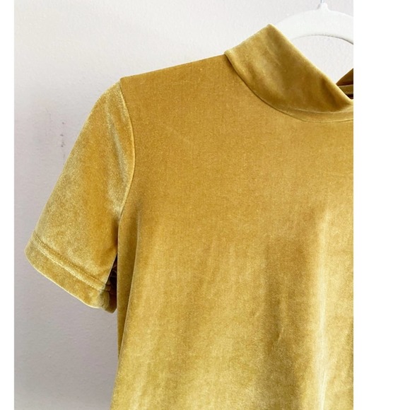 Madewell Gold Velvet Mockneck Tee Short Sleeves Top Size XS - Picture 7 of 9